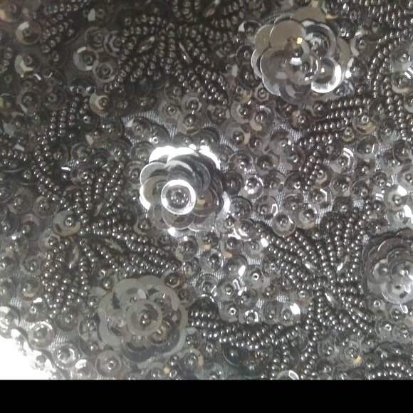 Vintage made in Hong Kong  black Beaded and Sequined clutch handbag kiss clasp - Picture 3 of 17